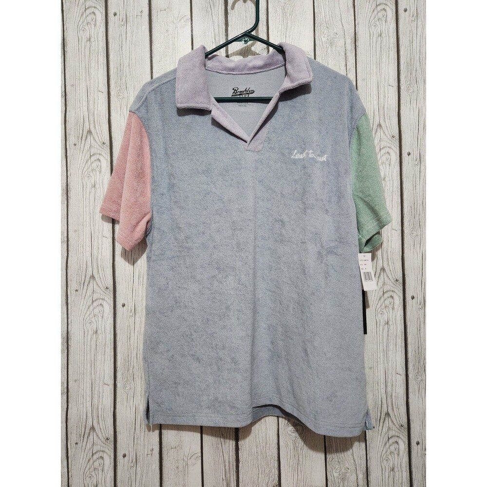 Brooklyn Collared Polo Terry Cloth Shirt Mens Coast to Coast Pastel Colorblock